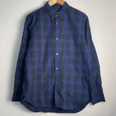 Johnbull ジョンブル ボタンダウンシャツ 長袖 チェックシャツ ブラックウォッチ コットン100% 日本製 Makerhood Shirt カジュアル ネイビー ブルー サイズL　NB223のサムネイル