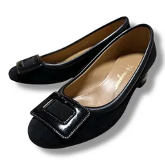 MY Ferragamo マイフェラガモ スエード パンプス バックルモチーフ ローヒール イタリア製 レディース サイズM ブラック ゴーゴー古着久喜倉庫店 26 No.K2523のサムネイル