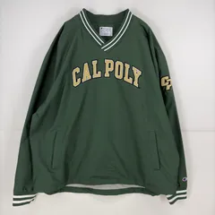 古着 チャンピオン Champion ジャケット プルオーバー ロゴ Vネック カレッジ 大きいサイズ ナイロン ピステ 2XL  グリーン メンズのサムネイル