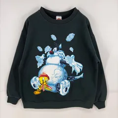 古着 90's/90年代 ルーニーテューンズ Looney Tunes スウェット プリント キャラクター トゥイーティー S/M  グリーン メンズのサムネイル
