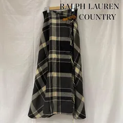 ラルフローレン RALPHLAUREN COUNTRY ストール風巻きスカート フリンジ チェック柄 ブラック×グレー 9 インパクト21製 レディース 9号 ISItems【USED】【古着】【中古】50164414のサムネイル
