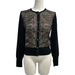 ETRO(エトロ) カーディガン サイズ42 M レディース美品  - 黒×パープル×マルチ 長袖/ペイズリー柄/シルク混のサムネイル