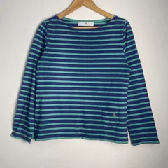 Afternoon Tea WARDROBE アフタヌーンティーワードローブ ボーダーカットソー 長袖 ボートネック コットン100% 日本製 ボーダーTシャツ グリーン ネイビー サイズL　NB227のサムネイル