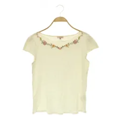 トッカ TOCCA フラワー刺繍 フレンチスリーブ カットソー 半袖 ボートネック シフォン切替 M ホワイト /MY ■OSのサムネイル