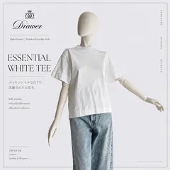 Drawer ドゥロワー Dプリント クルーネックTシャツ 白 コットン 日本製のサムネイル