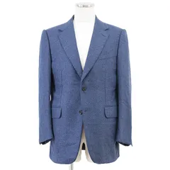 【美品】Dunhill ダンヒル ジャケット BELGRAVIA ベルグレイヴィア テーラード カシミヤブレンド ノッチドラペル 2B 開き見せ 総裏仕立て サイドベンツ アウター メンズ サイズ 52 ブルー系 青系 スペイン製のサムネイル