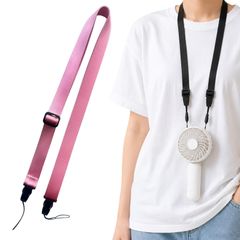 [LIMSE] ハンディファン シンプルベルト マルチショルダーストラップ ピンク 長さ調節可能 ワンタッチ着脱 
