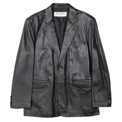 BALMAIN PARIS バルマン パリ ジャケット ラム レザー テーラード 2B ノッチドラペル フルライニング 総裏仕立て 開き見せ ノーベント アウター 替えボタン付属 メンズ サイズ L ブラック 黒 6642のサムネイル