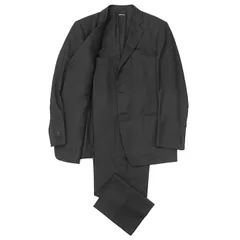 SALE【美品】GIORGIO ARMANI ジョルジオアルマーニ スーツ サイズ 52 メンズ ジャケット スラックス ピンストライプ ウール × シルク テーラード ノッチドラペル 3B センターベント シングル セットアップ チャコール イタリア製のサムネイル
