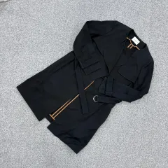 38 SANDRO レディース ノーカラー ベルト付き トレンチコート ロング丈ジャケット 0730J2のサムネイル