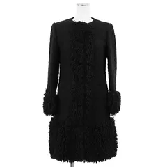 【美品】DOLCE&GABBANA ドルチェアンドガッバーナ コート モヘアブレンド サイズ 38 レディース ジャケット ノーカラー フリンジ ボタンアップ フライフロント 比翼仕立て アウター ブラック 黒 イタリア製のサムネイル