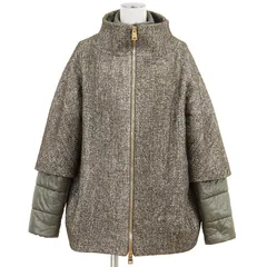 SALE【極美品】Herno ヘルノ ダウンコート サイズ 44 レディース レイヤード ダウン × ウール コンビネーション ドッキング 袖ダウン取外可 アウター グレージュ 灰色 イタリア製のサムネイル