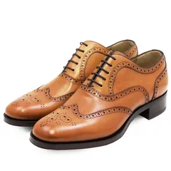 SALE【美品】Christian Louboutin クリスチャンルブタン ウィングチップブーツ サイズ 39 1/2 メンズ フルブローグ メダリオン レザーソール シューズ 靴 箱・袋付属 ライトブラウン 茶色 イタリア製のサムネイル