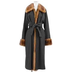 【新品同様】FOXEY BOUTIQUE フォクシー ブティック ガウンコート サイズ フリー レディース カシミヤ × ウール ミンクファー ベルテッド アウター ベルト付属 ダークグレー ブラウン 灰色 茶色 日本製 14370-AC0102のサムネイル