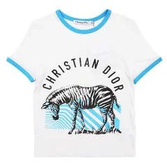 【極美品】Christian Dior クリスチャンディオール 半袖Ｔシャツ サイズ XS レディース シマウマ ロゴ Bee トップス ホワイト サックスブルー 白 青 イタリア製のサムネイル