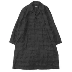 【希少/極美品】BALENCIAGA バレンシアガ コート サイズ 46 メンズ ロゴ エンブロイダリー 刺繍 総柄 オープンフロント アウター ダークネイビー 紺 フランス製のサムネイル