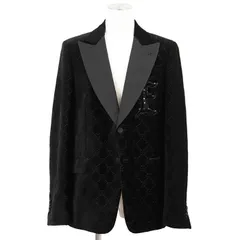【オーダー品/新品同様】GUCCI グッチ テーラードジャケット サイズ 56 メンズ ベロア GGスプリーム アウター ハンガー・ガーメント付属 ブラック 黒 イタリア製のサムネイル