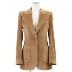 【未使用】DOLCE&GABBANA ドルチェアンドガッバーナ テーラードジャケット サイズ 36 レディース コーデュロイ ストレッチ DGメタルロゴボタン ウエストシェイプ レオパードライニング アウター ボタン付属 ライトブラウン 茶色 イタリア製のサムネイル