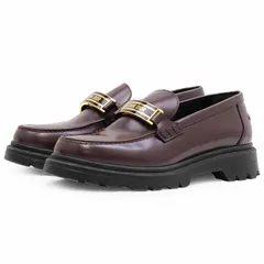 Christian Dior クリスチャンディオール ローファー サイズ 36 レディース DIOR CODE ロゴ ゴールドプレート チャンキーソール 厚底 レザー シューズ 靴 バーガンディ ゴールド 金色 イタリア製のサムネイル