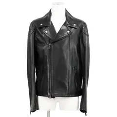【美品】GUCCI グッチ レザージャケット ダブルライダース サイズ 48 メンズ ロゴ ボタン キルティング エンブロイダリーライニング 刺繍 本革 アウター ブラック 黒 イタリア製のサムネイル