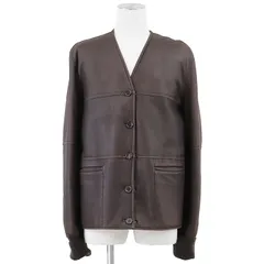 HERMES エルメス リバーシブルジャケット サイズ 52 メンズ ラムレザー × ムートン ノーカラー アウター ブラウン アイボリー 茶色 フランス製のサムネイル