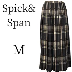 ★美品 Spick&Span スピック＆スパン ブラック、ホワイト、ブラウンチェック柄 ロング プリーツスカート Mのサムネイル