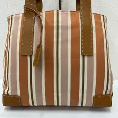 6860　NINA RICCI　ニナリッチ　トートバッグ　ハンドバッグ　オレンジ　キャメル　ストライプ　レディース　ポケット多数のサムネイル
