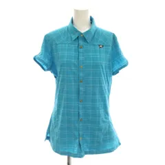 ミレー MILLET シャツ ブラウス XL 水色 ライトブルー チェック柄 半袖 /LPのサムネイル