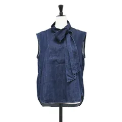 MACPHEE マカフィー ブラウス インディゴブルー サイズ:36(9号) 25春夏 コットンセルロースデニム ボウタイノースリーブブラウス ノースリーブ Vネック スキッパーネック ボザム コンパクト ラウンドヘム トップス【レディース】【中古】のサムネイル