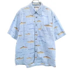 Columbia コロンビア フィッシュ柄 半袖 ボタンダウンシャツ L ブルー系 アウトドア RIVER LODGE メンズ 古着のサムネイル