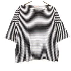 MARNI マルニ イタリア製 ボーダー柄 半袖 ボートネック カットソー 40 ホワイト トップス レディース 古着のサムネイル