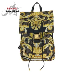 超美品 FENDI フェンディ フェンダーチェ FENDI×VERSACE ブラック ブラウン イエロー ゴールド金具 ナイロン 7VZ066 リュックサック 602502【中古】のサムネイル