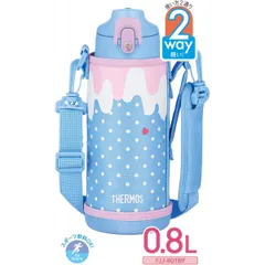 【在庫限り・即納】サーモス 真空断熱2ウェイボトル 800ml FJJ-801WF ブルーピンク(BLP)　保温 保冷 ワンタッチ コップ ポーチ ストラップのサムネイル
