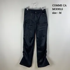 COMME CA MODELS 2003 y2k archive NWT shinny flare slit pants M コムサモデルズ ポリパンツ フレア ワイド スリット 多ジップ アーカイブ タグ付 レア 平成のサムネイル