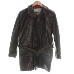 【雰囲気抜群】AERO LEATHER カーコート　馬革　ホースハイド　ブラック 雰囲気抜群】AERO LEATHER カーコート 馬革 ホースハイド ブラック