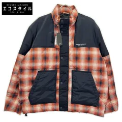 ARMANI EXCHANGE　アルマーニエクスチェンジ　6LZBL4 オレンジ×ブラック チェックダウンジャケット　Lのサムネイル