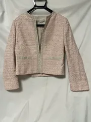 【231239】23区 ニジュウサンク/23ku  オンワード樫山　ノーカラージャケット　アウター　コットン・レーヨン混　ラメ入り　レディース　34  ・ ピンクのサムネイル