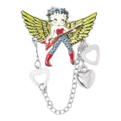 Betty Boop　ベティちゃん　ブローチ　バッジ　ハート　ベティブープ　ファションアクセサリー　バッグアクセサリー　可愛い　アメコミ　キャラクター　レトロ　ギフト　プレゼント　海外製品のサムネイル