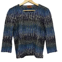 MISSONI(ミッソーニ) 長袖セーター レディース - ブルーグレー×ダークネイビー×マルチ クルーネックのサムネイル