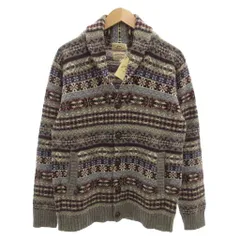 ジム gim ショールカラーカーディガン ハンドニット L グレー ノルディック柄 くるみボタン /JI ■ECF007のサムネイル