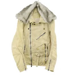 Incarnation インカネーション HORSE WHITE LEATHER DOUBLE BREAST MOTO LINED OVER POCKET MB-2 W/ SHEARLING ダブルレザーライダースジャケット  アイボリー Lのサムネイル