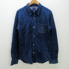 K■ガイジンメイド/GAIJIN MADE 外人公司 藍染 長袖シャツ パッチワーク リネン地【3】紺/MENS■45【中古】のサムネイル