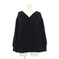 N.Natural Beauty Basic N.ナチュラルビューティーベーシック シャツ ブラウス プルオーバー Vネック 無地 ストレッチ 長袖 ワンカラー M 紺 ネイビー /BB ■GY61のサムネイル