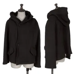 ヨウジヤマモト ファムYohji Yamamoto FEMME ウール混裁ち切りフーディーニットジャケット 黒2のサムネイル