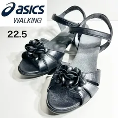 【極美品】asics アシックス ウォーキング GIRO サンダル 22.5cm フラワーモチーフ 黒のサムネイル