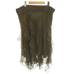 ダナキャランニューヨーク DKNY シフォンフリルスカート 膝丈 14 茶 ブラウン /SS ■OS ■MAのサムネイル