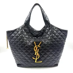 【新着】SAINT LAURENT PARIS イカール マキシ ラムスキン ブラック トートバッグ ゴールド 698651のサムネイル