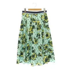 ランバンオンブルー LANVIN en Bleu 花柄タックフレアスカート ロング 38 ミントブルー マルチカラー /DO ■OSのサムネイル