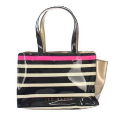 テッドベーカー TED BAKER トートバッグ ショルダーバッグ ボーダー柄 ビニール 紺 白 /TKのサムネイル