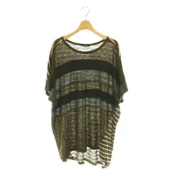 パドカレ pas de calais リネン レース ボーダー チュニック フレンチスリーブ 36 カーキ ブラック /HK ■OSのサムネイル
